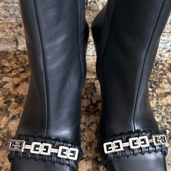 Givenchy G Woven Ankle Boots Women's 36 Black Square Side Zip Closure - Picture 8 of 13